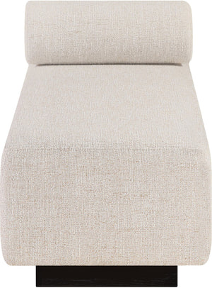 Meridian Furniture Zephyr Art Deco Linen Chaise Lounge with Cane Detail and Solid Wood Frame for Bedroom Sunroom Beige Style 3 33043Beige