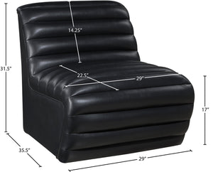 Meridian Furniture Vega Channel Tufted Vegan Leather Accent Chair for Modern Living Rooms and Office Spaces Black 33045Black-C