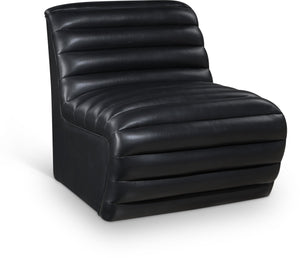 Meridian Furniture Vega Channel Tufted Vegan Leather Accent Chair for Modern Living Rooms and Office Spaces Black 33045Black-C