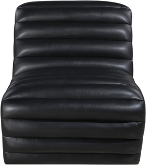 Meridian Furniture Vega Channel Tufted Vegan Leather Accent Chair for Modern Living Rooms and Office Spaces Black 33045Black-C