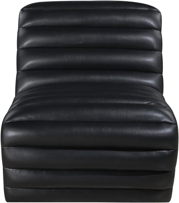 Meridian Furniture Vega Channel Tufted Vegan Leather Accent Chair for Modern Living Rooms and Office Spaces Black 33045Black-C