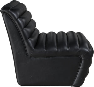 Meridian Furniture Vega Channel Tufted Vegan Leather Accent Chair for Modern Living Rooms and Office Spaces Black 33045Black-C