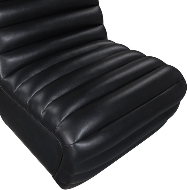 Meridian Furniture Vega Channel Tufted Vegan Leather Accent Chair for Modern Living Rooms and Office Spaces Black 33045Black-C