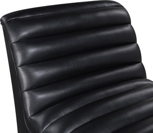 Meridian Furniture Vega Channel Tufted Vegan Leather Accent Chair for Modern Living Rooms and Office Spaces Black 33045Black-C