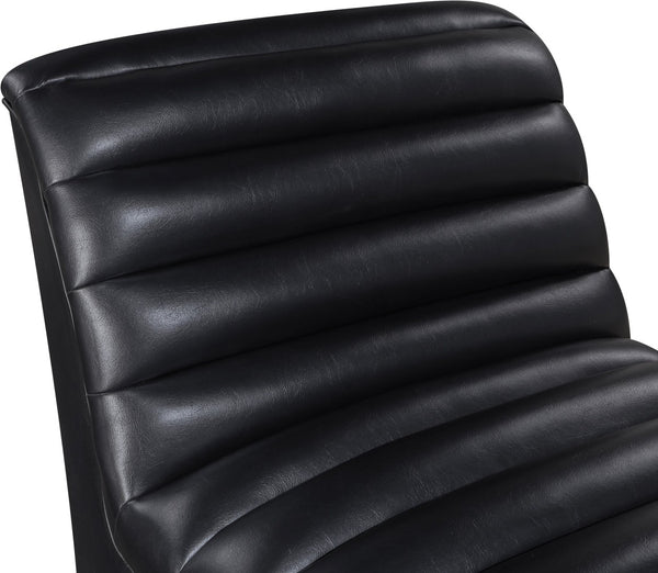 Meridian Furniture Vega Channel Tufted Vegan Leather Accent Chair for Modern Living Rooms and Office Spaces Black 33045Black-C