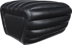 Meridian Furniture Vega Channel Tufted Vegan Leather Ottoman Contemporary Living Room Accent Seating Piece Black 33045Black-Ott
