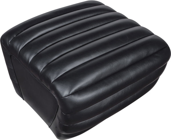Meridian Furniture Vega Channel Tufted Vegan Leather Ottoman Contemporary Living Room Accent Seating Piece Black 33045Black-Ott
