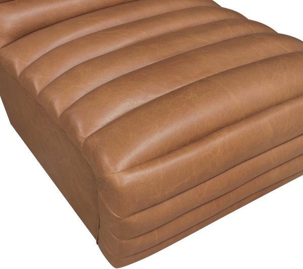 Meridian Furniture Vega Channel Tufted Vegan Leather Accent Chair for Modern Living Rooms and Office Spaces Cognac 33045Cognac-C