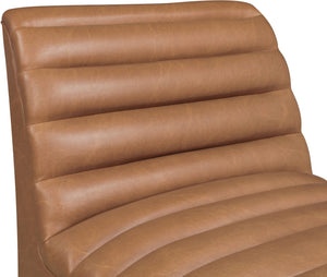 Meridian Furniture Vega Channel Tufted Vegan Leather Accent Chair for Modern Living Rooms and Office Spaces Cognac 33045Cognac-C