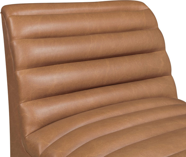 Meridian Furniture Vega Channel Tufted Vegan Leather Accent Chair for Modern Living Rooms and Office Spaces Cognac 33045Cognac-C