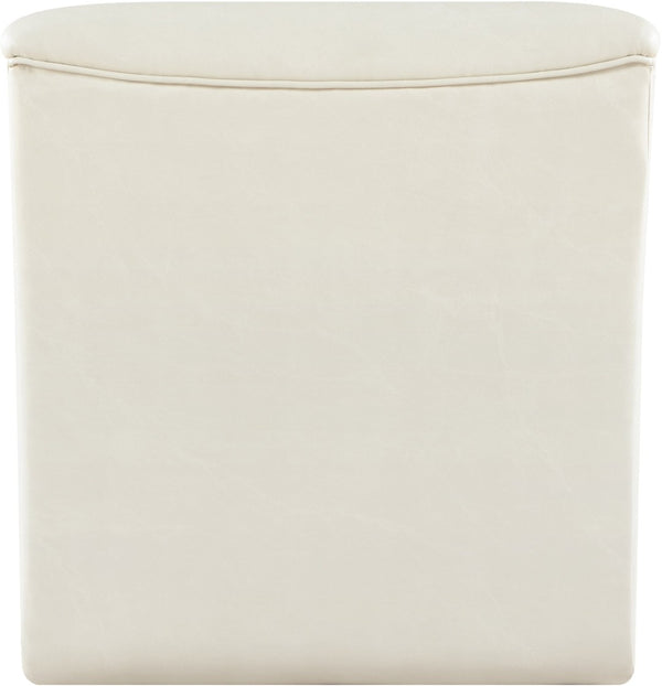 Meridian Furniture Vega Channel Tufted Vegan Leather Accent Chair for Modern Living Rooms and Office Spaces Cream 33045Cream-C