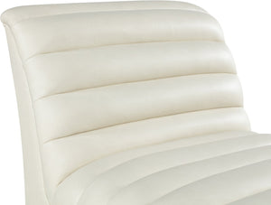 Meridian Furniture Vega Channel Tufted Vegan Leather Accent Chair for Modern Living Rooms and Office Spaces Cream 33045Cream-C