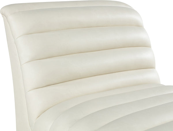 Meridian Furniture Vega Channel Tufted Vegan Leather Accent Chair for Modern Living Rooms and Office Spaces Cream 33045Cream-C