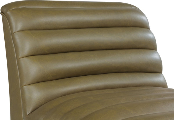 Meridian Furniture Vega Channel Tufted Vegan Leather Accent Chair for Modern Living Rooms and Office Spaces Olive 33045Olive-C