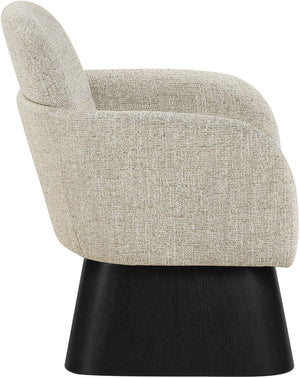 Meridian Furniture Marlowe Art Deco Swivel Accent Chair Linen Weave Upholstery Curved Back Living Room Beige Style 2 33047Beige