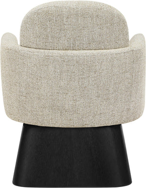 Meridian Furniture Marlowe Art Deco Swivel Accent Chair Linen Weave Upholstery Curved Back Living Room Beige Style 2 33047Beige