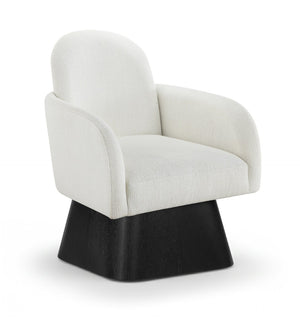 Meridian Furniture Marlowe Art Deco Swivel Accent Chair Linen Weave Upholstery Curved Back Living Room Cream Style 2 33047Cream
