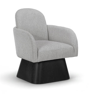 Meridian Furniture Marlowe Art Deco Swivel Accent Chair Linen Weave Upholstery Curved Back Living Room Grey Style 2 33047Grey
