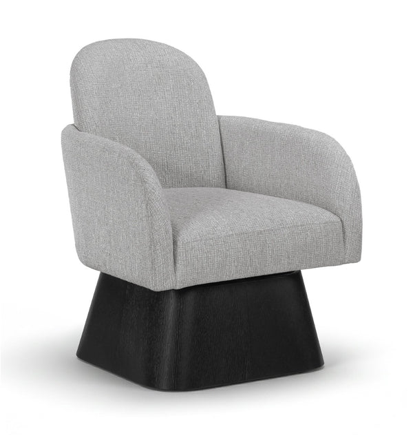 Meridian Furniture Marlowe Art Deco Swivel Accent Chair Linen Weave Upholstery Curved Back Living Room Grey Style 2 33047Grey