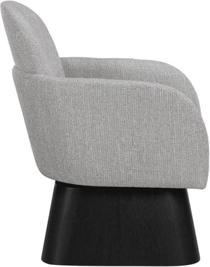 Meridian Furniture Marlowe Art Deco Swivel Accent Chair Linen Weave Upholstery Curved Back Living Room Grey Style 2 33047Grey