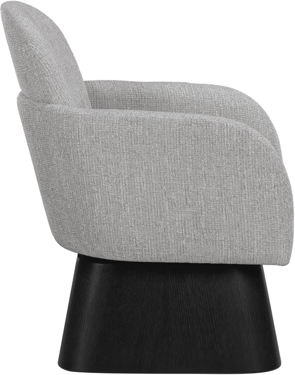 Meridian Furniture Marlowe Art Deco Swivel Accent Chair Linen Weave Upholstery Curved Back Living Room Grey Style 2 33047Grey