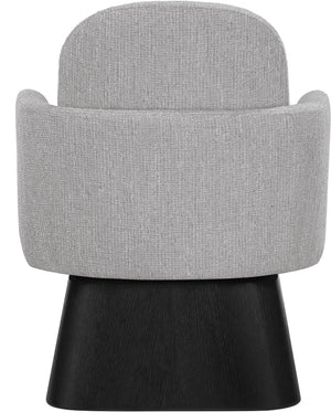 Meridian Furniture Marlowe Art Deco Swivel Accent Chair Linen Weave Upholstery Curved Back Living Room Grey Style 2 33047Grey