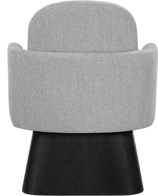 Meridian Furniture Marlowe Art Deco Swivel Accent Chair Linen Weave Upholstery Curved Back Living Room Grey Style 2 33047Grey