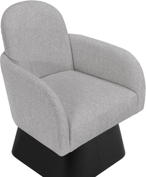 Meridian Furniture Marlowe Art Deco Swivel Accent Chair Linen Weave Upholstery Curved Back Living Room Grey Style 2 33047Grey