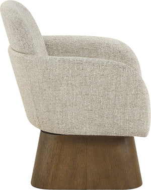 Meridian Furniture Marlowe Art Deco Swivel Accent Chair Linen Weave Upholstery Curved Back Living Room Beige Style 3 33048Beige