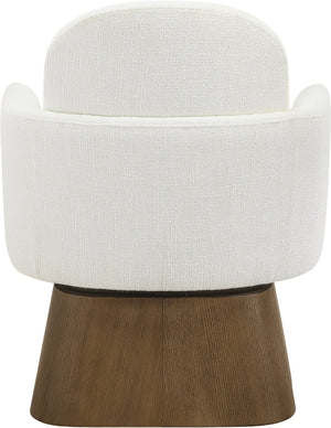 Meridian Furniture Marlowe Art Deco Swivel Accent Chair Linen Weave Upholstery Curved Back Living Room Cream Style 3 33048Cream