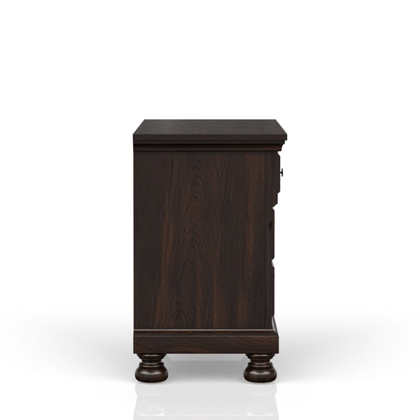 English Elm Dark Cherry Transitional Nightstand with Two Drawers, Solid Wood & MDF, Dark Cherry Finish, Top Seller B2699P208282