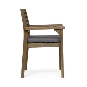 English Elm 7 Piece Acacia Wood Outdoor Dining Set with Iron Hairpin Legs and Wicker Chairs N762S000041AAE