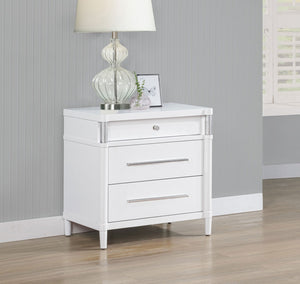 English Elm 3-drawer Nightstand Rubberwood Build Felt Lined Top Dovetail Joints Bedside White B016P460570