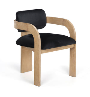 Meridian Furniture Cedra Art Deco Sculpted Velvet Dining Chair with Solid Walnut Frame for Elegant Rooms Black Style A 33050Black-C