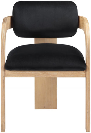 Meridian Furniture Cedra Art Deco Sculpted Velvet Dining Chair with Solid Walnut Frame for Elegant Rooms Black Style A 33050Black-C