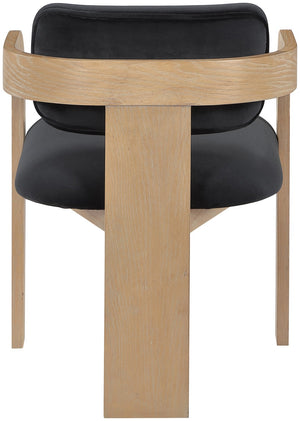 Meridian Furniture Cedra Art Deco Sculpted Velvet Dining Chair with Solid Walnut Frame for Elegant Rooms Black Style A 33050Black-C