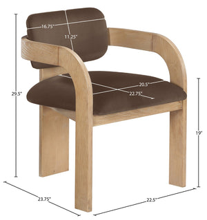Meridian Furniture Cedra Art Deco Sculpted Velvet Dining Chair with Solid Walnut Frame for Elegant Rooms Brown Style A 33050Brown-C
