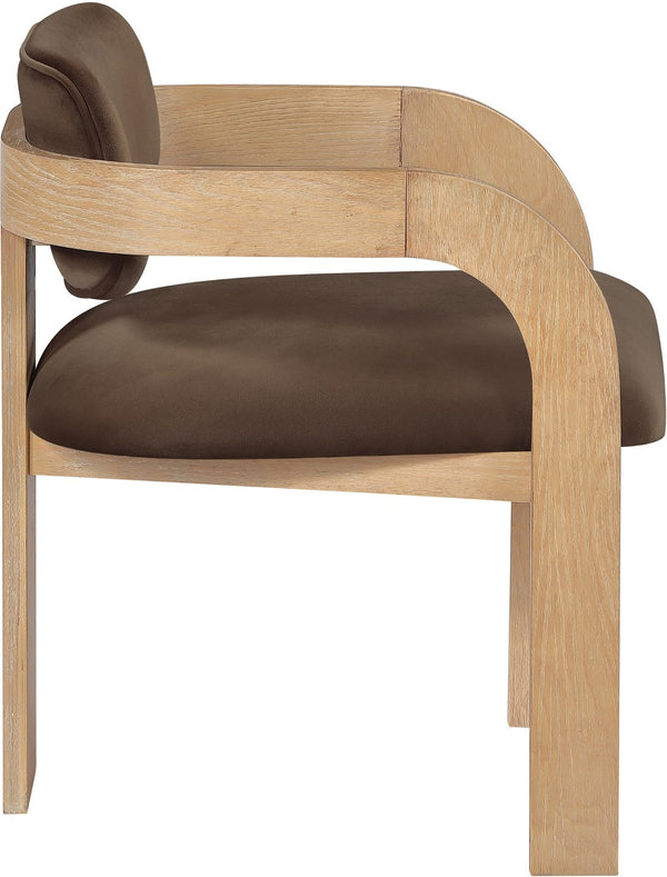 Meridian Furniture Cedra Art Deco Sculpted Velvet Dining Chair with Solid Walnut Frame for Elegant Rooms Brown Style A 33050Brown-C