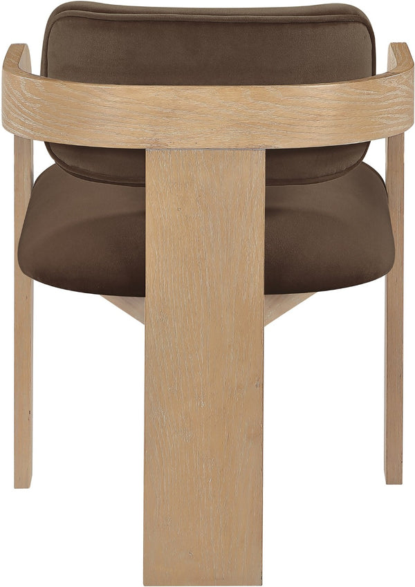 Meridian Furniture Cedra Art Deco Sculpted Velvet Dining Chair with Solid Walnut Frame for Elegant Rooms Brown Style A 33050Brown-C