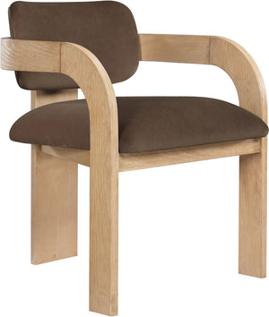 Meridian Furniture Cedra Art Deco Sculpted Velvet Dining Chair with Solid Walnut Frame for Elegant Rooms Brown Style A 33050Brown-C