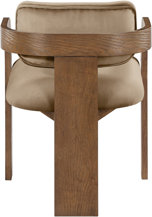 Meridian Furniture Cedra Art Deco Sculpted Velvet Dining Chair with Solid Walnut Frame for Elegant Rooms Beige Style B 33051Beige-C