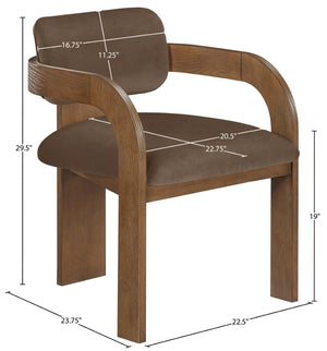 Meridian Furniture Cedra Art Deco Sculpted Velvet Dining Chair with Solid Walnut Frame for Elegant Rooms Brown Style B 33051Brown-C