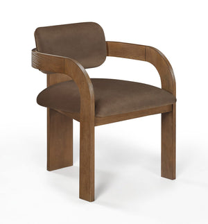 Meridian Furniture Cedra Art Deco Sculpted Velvet Dining Chair with Solid Walnut Frame for Elegant Rooms Brown Style B 33051Brown-C