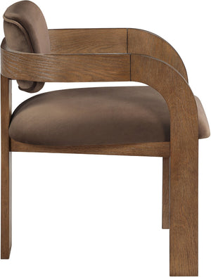 Meridian Furniture Cedra Art Deco Sculpted Velvet Dining Chair with Solid Walnut Frame for Elegant Rooms Brown Style B 33051Brown-C