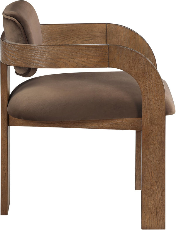 Meridian Furniture Cedra Art Deco Sculpted Velvet Dining Chair with Solid Walnut Frame for Elegant Rooms Brown Style B 33051Brown-C