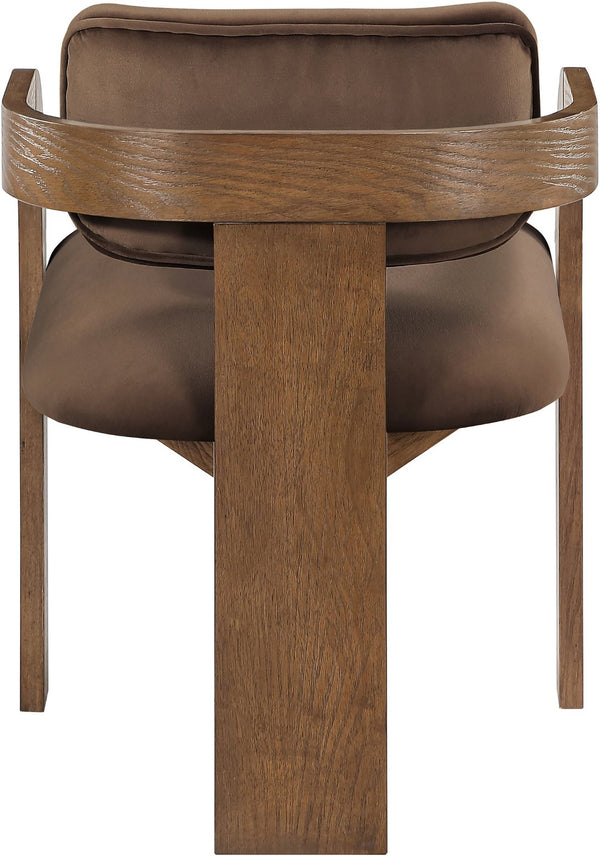 Meridian Furniture Cedra Art Deco Sculpted Velvet Dining Chair with Solid Walnut Frame for Elegant Rooms Brown Style B 33051Brown-C