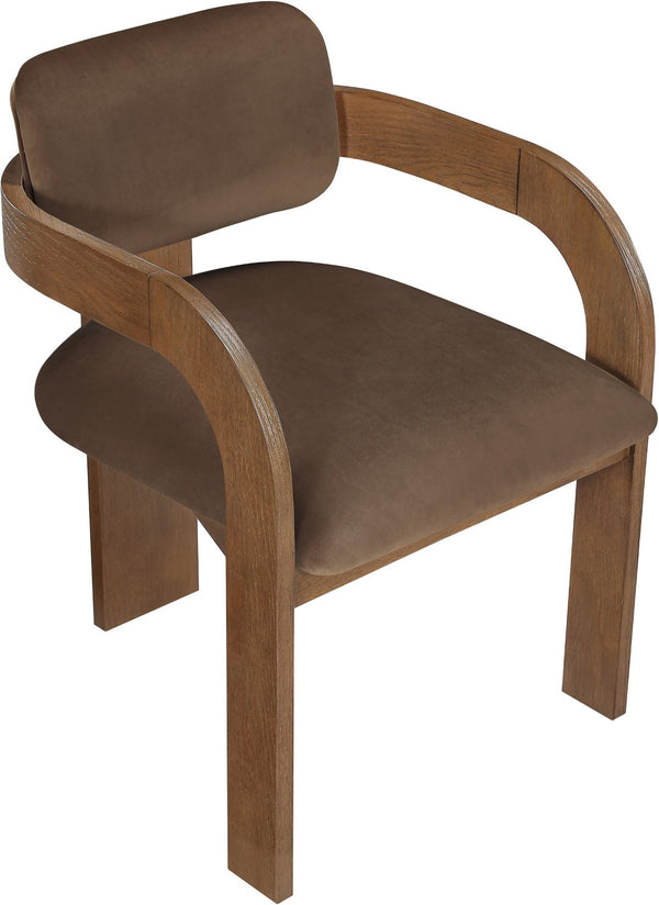 Meridian Furniture Cedra Art Deco Sculpted Velvet Dining Chair with Solid Walnut Frame for Elegant Rooms Brown Style B 33051Brown-C