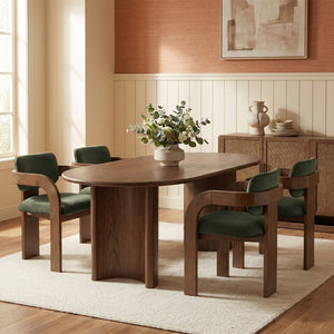 Meridian Furniture Cedra Art Deco Sculpted Velvet Dining Chair with Solid Walnut Frame for Elegant Rooms Green Style B 33051Green-C