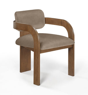 Meridian Furniture Cedra Art Deco Sculpted Velvet Dining Chair with Solid Walnut Frame for Elegant Rooms Taupe Style B 33051Taupe-C