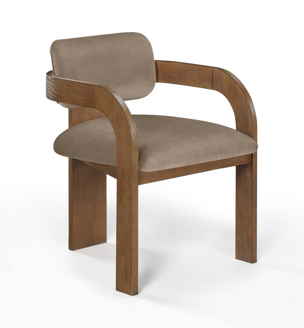 Meridian Furniture Cedra Art Deco Sculpted Velvet Dining Chair with Solid Walnut Frame for Elegant Rooms Taupe Style B 33051Taupe-C